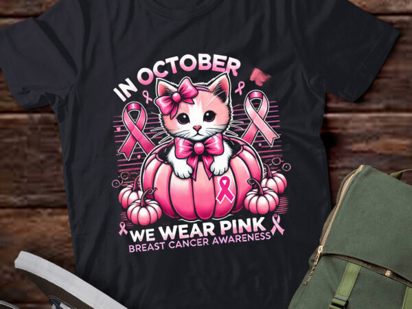 Lt447 we wear pink cute cat ribbon breast cancer awareness t shirt vector graphic