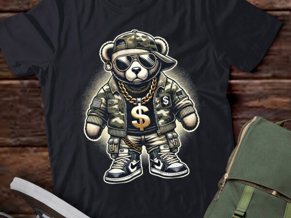 Lt452 funny hip hop teddy bear camouflage t shirt vector graphic