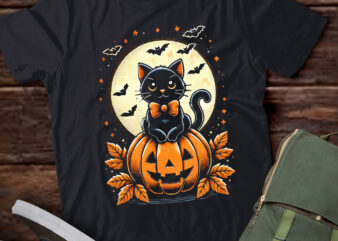 LT454 Black Cat Pumpkin Halloween Costume Fall Autumn Season t shirt vector graphic