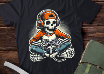 LT456 Halloween Skeleton Gamer Video Gaming Boys Men Kids t shirt vector graphic