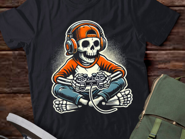 Lt456 halloween skeleton gamer video gaming boys men kids t shirt vector graphic