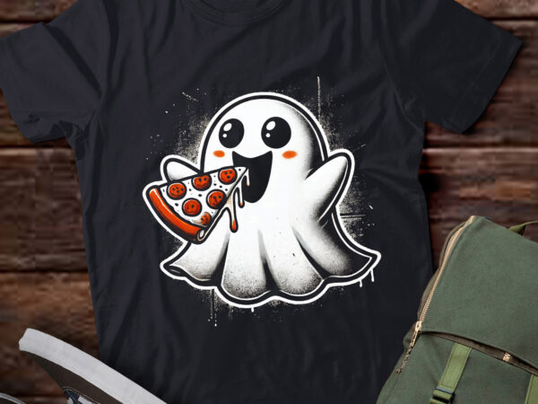 Lt470 cute pizza ghost eating pizza funny halloween t shirt vector graphic