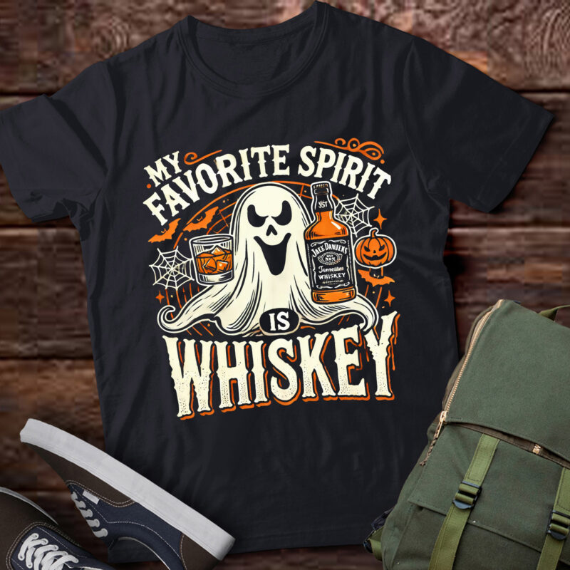 LT481 My Favorite Spirit Is Whiskey Funny Ghost Halloween