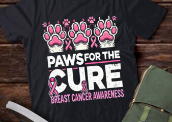 LT494 Paws For The Cure Pink Ribbon Breast Cancer Awareness