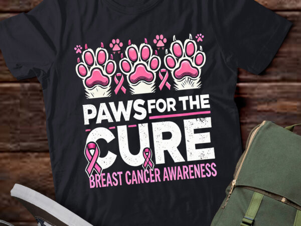 Lt494 paws for the cure pink ribbon breast cancer awareness t shirt vector graphic