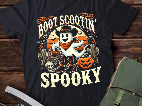 Lt503 retro western halloween cowboy ghost boot scootin t shirt vector graphic