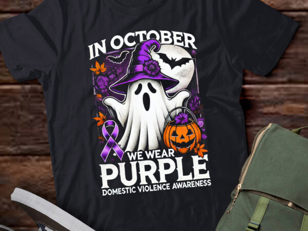 Lt505 we wear purple domestic violence ghost halloween t shirt vector graphic