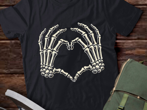 Lt522 skeleton hands heart sign retro halloween costume t shirt vector graphic