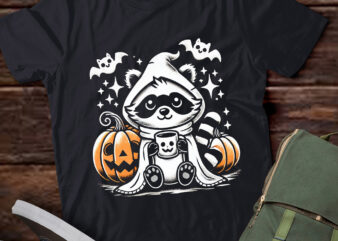 LT528 Cute Ghost Raccoon Pumpkin Halloween Raccoon Lover