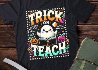 LT550 Groovy Halloween Trick or Teach Retro Floral Ghost