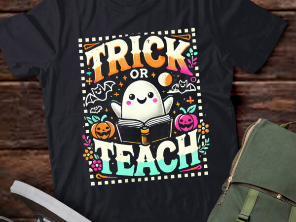 Lt550 groovy halloween trick or teach retro floral ghost t shirt vector graphic