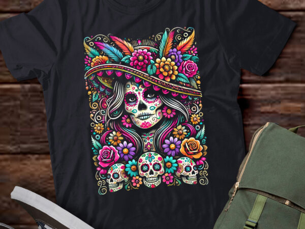 Lt564 de los muertos la catrina sugar skull women t shirt vector graphic