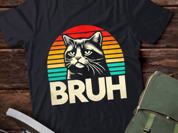 Lt586 funny meme saying bruh with cat greetings teens boys t shirt vector graphic