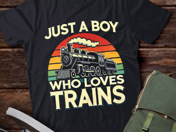 Lt587 just a boy who loves trains-funny lover toddler t shirt vector graphic