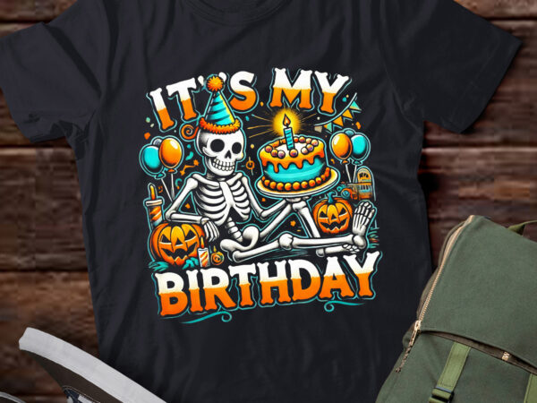 Lt595 it’s my birthday skeleton halloween birthday party t shirt vector graphic