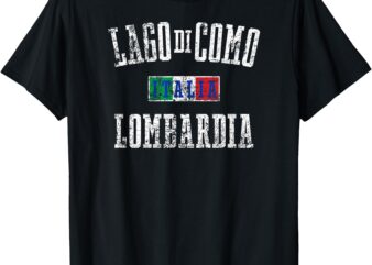 Lake Como Italy Lombardy Distressed Print T-Shirt