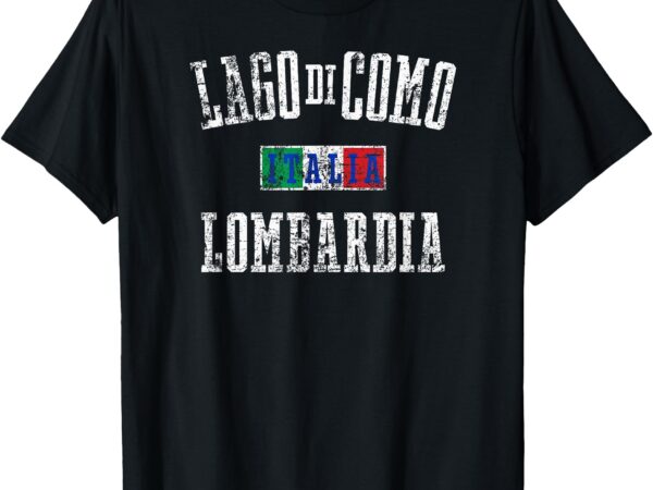 Lake como italy lombardy distressed print t-shirt