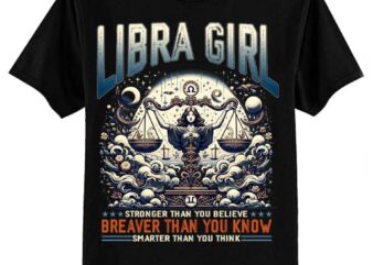 Libra Zodiac Sign Moon Astrology Star Sign, Libra Girl T-Shirt ltsp