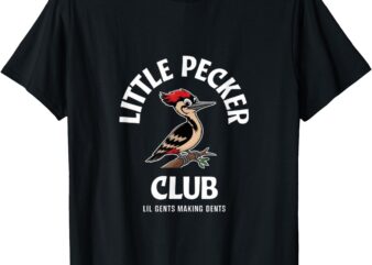 Little Nature Pecker Club Funny Woodpecker Boys Kids T-Shirt