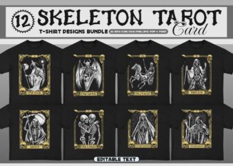 Skeleton Tarot Card T-Shirt Designs Bundle