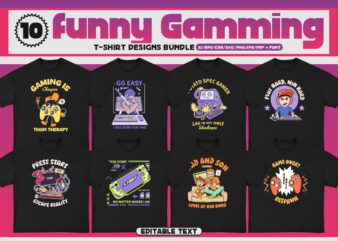 Funny Gaming T-Shirt Designs Bundle