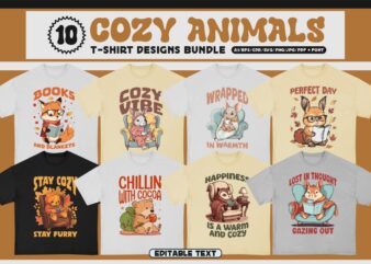 Cozy Animals T-Shirt Designs Bundle