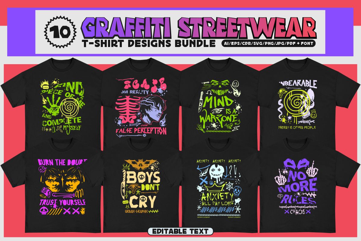 Graffiti Streetwear T-Shirt Designs Bundle - Buy t-shirt designs