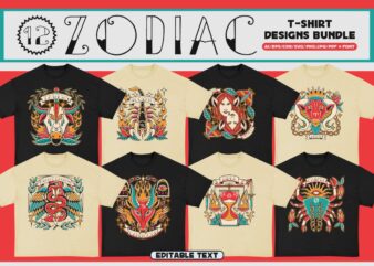 Zodiac T-Shirt Designs Bundle