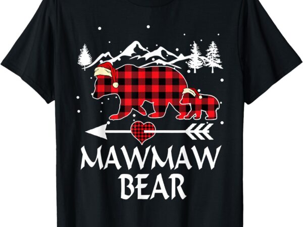 Mamaw bear family christmas 2024 red buffalo plaid pajamas t-shirt