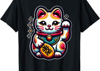 Maneki-Neko Japanese Beckoning Cat of Good Luck T-Shirt