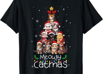 Meowy Catmas Cat Christmas Tree Xmas Holiday Men Women Kids T-Shirt