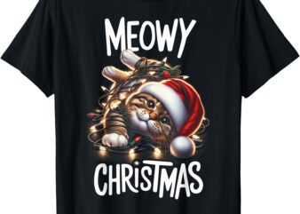 Meowy Christmas Cat Lover Funny Festive Holidays Cute Kitten T-Shirt