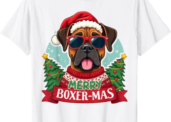 Merry Boxer-mas Cute Boxer Dog Christmas T-Shirt