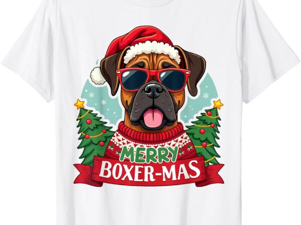 Merry boxer-mas cute boxer dog christmas t-shirt