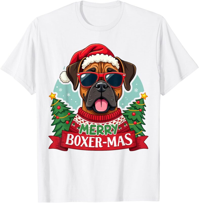 Merry Boxer-mas Cute Boxer Dog Christmas T-Shirt