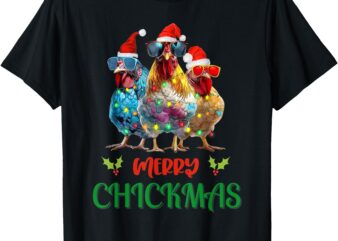 Merry Chickmas Ornament Lights Chicken Farmer Christmas T-Shirt