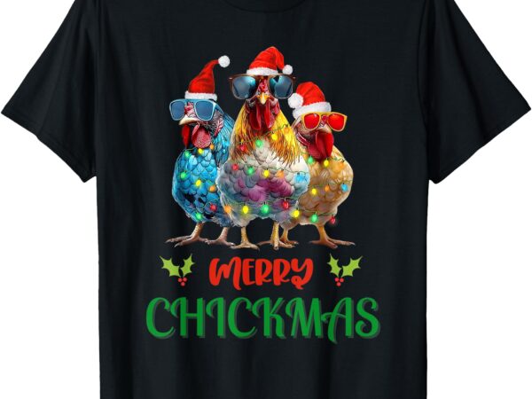 Merry chickmas ornament lights chicken farmer christmas t-shirt