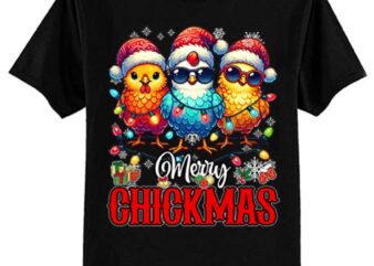 Merry Chickmas Ornament Lights Chicken Farmer Christmas T-Shirt ltsp