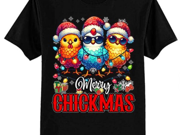 Merry chickmas ornament lights chicken farmer christmas t-shirt ltsp