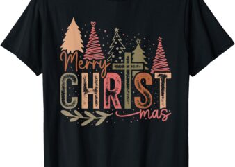 Merry Christ Mas Christmas Christian Faith Jesus Cross T-Shirt