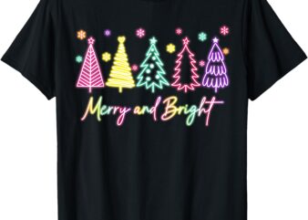 Merry Christmas Bright Christmas Tree Light Colorful Glowing T-Shirt