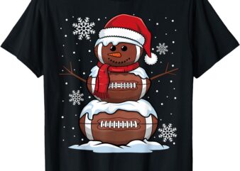 Merry Christmas Football Snowman Holiday Sports Xmas Pajamas T-Shirt