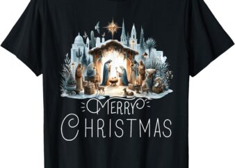 Merry Christmas Nativity Scene North Star Baby Jesus Christ T-Shirt