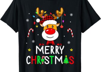 Merry Christmas Red Santa Hat Reindeer Xmas Family Men Women T-Shirt