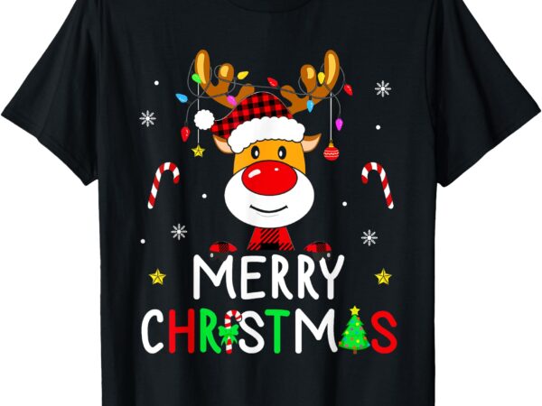 Merry christmas red santa hat reindeer xmas family men women t-shirt