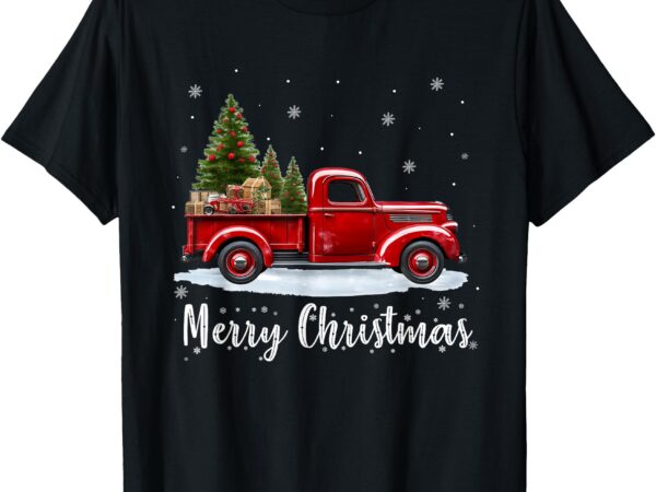 Merry christmas red truck family matching christmas pajama t-shirt