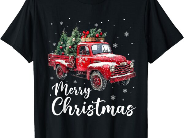 Merry christmas red truck family matching christmas pajama t-shirt