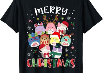 Merry Christmas Squish Squad Mallow Girls Boys Kids Cute T-Shirt