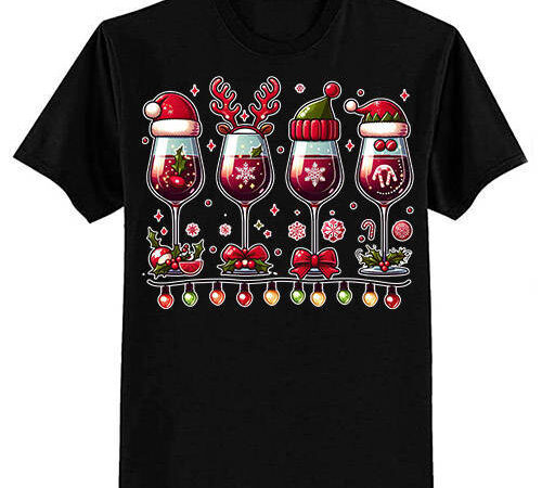 Merry christmas wine drinking santa christmas lights ltsp t shirt designs for sale