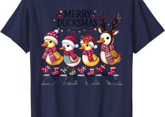 Merry Duckmas Funny Duck Lovers Santa Hat Lights Christmas T-Shirt